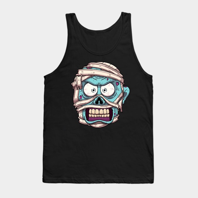 Scary Mummy Face Tank Top by TheMaskedTooner